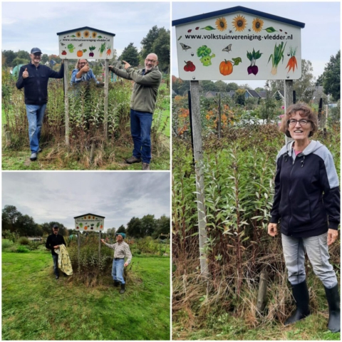 Onthulling van het door Astrid zo mooi gemaakte nieuwe verenigingsbord.